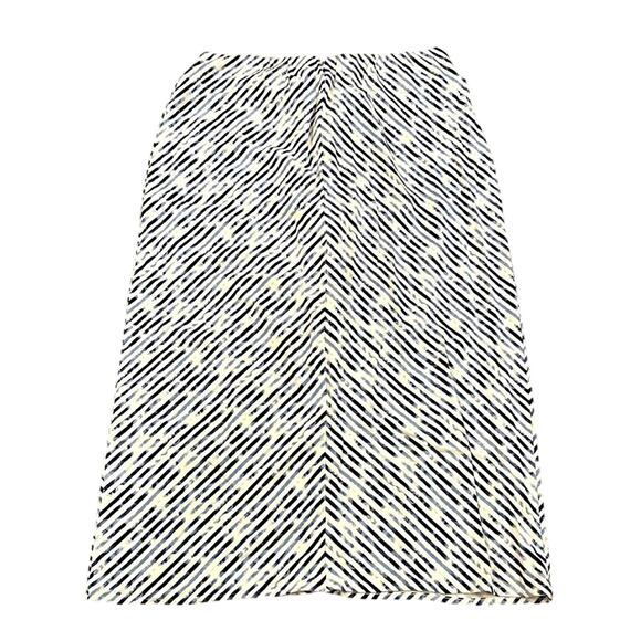 J Jill Blue White Diagonal Striped Cotton Modal Blend Maxi Skirt Stretch Size M - Picture 1 of 8